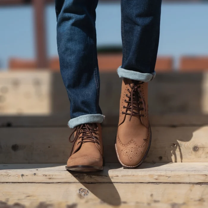 Duster Brogues Derby Brown Nubuck Leather Boots