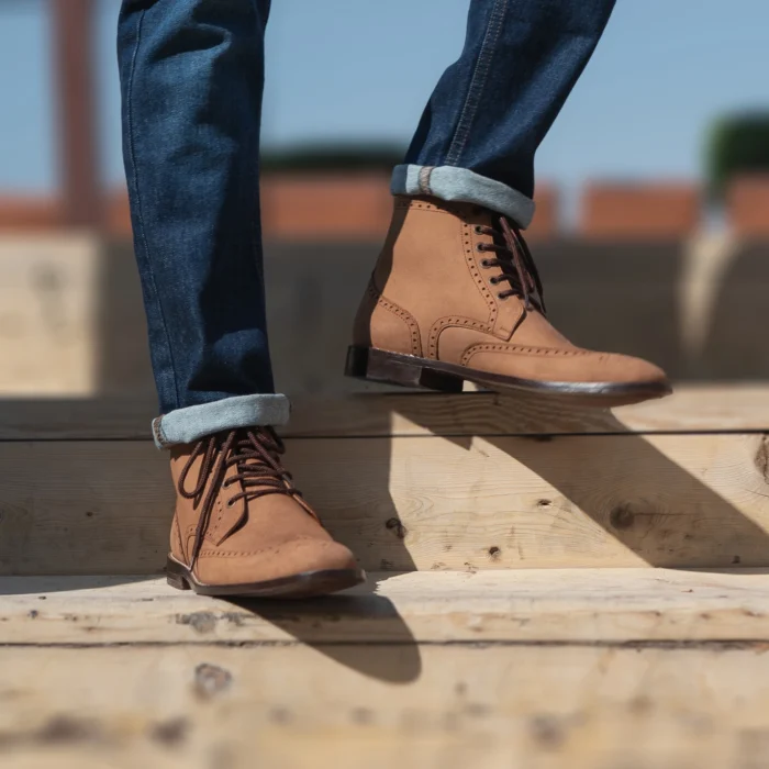 Duster Brogues Derby Brown Nubuck Leather Boots