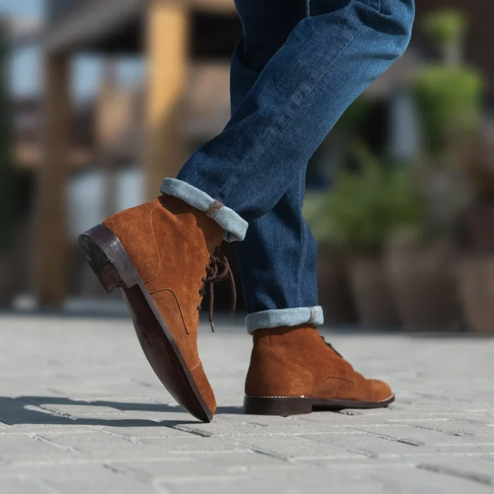 Knight Derby Brown Suede Leather Boots