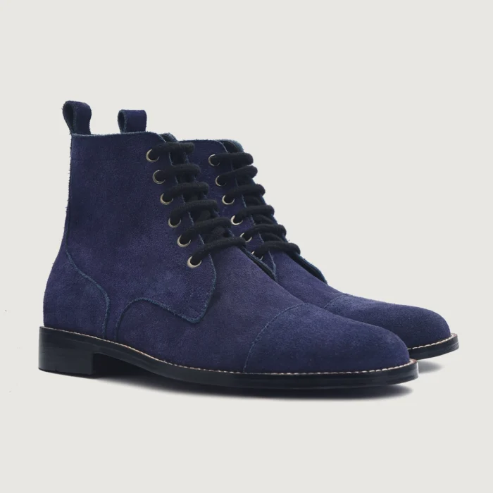 Knight Derby Midnight Blue Suede Leather Boots