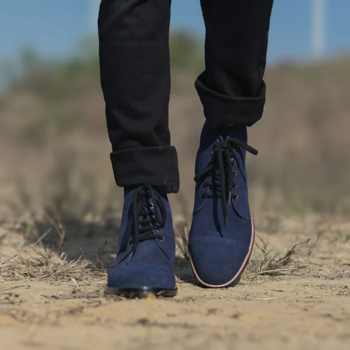 Knight Derby Midnight Blue Suede Leather Boots