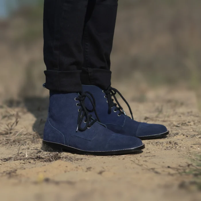 Knight Derby Midnight Blue Suede Leather Boots