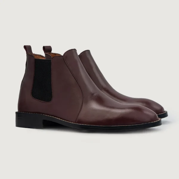 Durham Maroon Leather Chelsea Boots