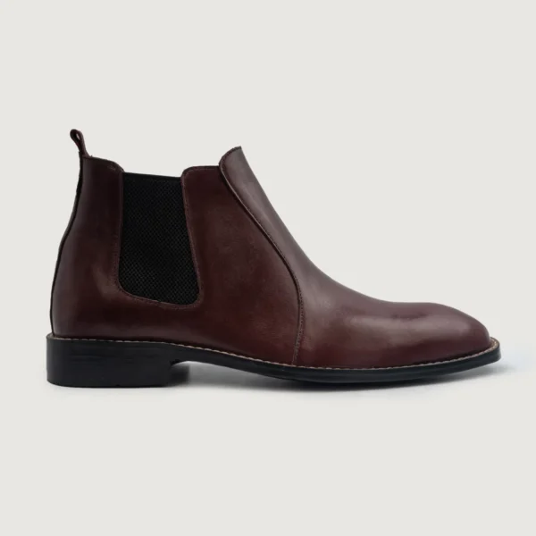 Durham Maroon Leather Chelsea Boots