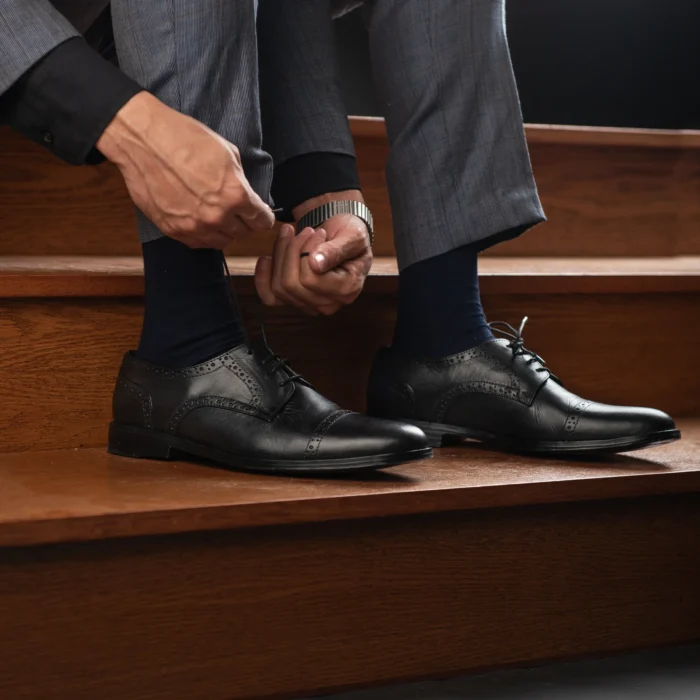 Boston Black Leather Derby Shoes