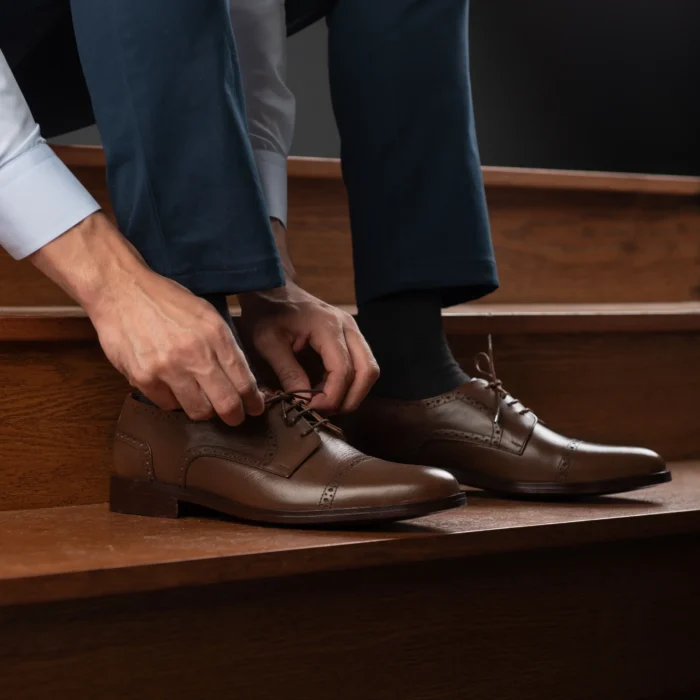 Boston Brown Leather Derby Shoes