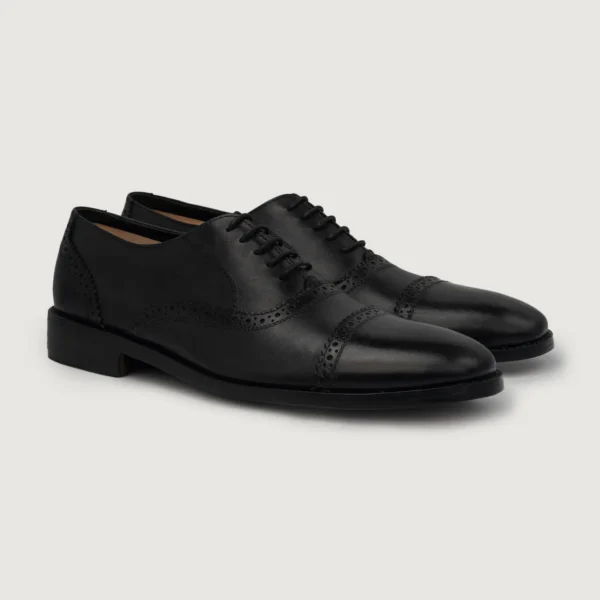 Detroit Black Leather Oxford Shoes