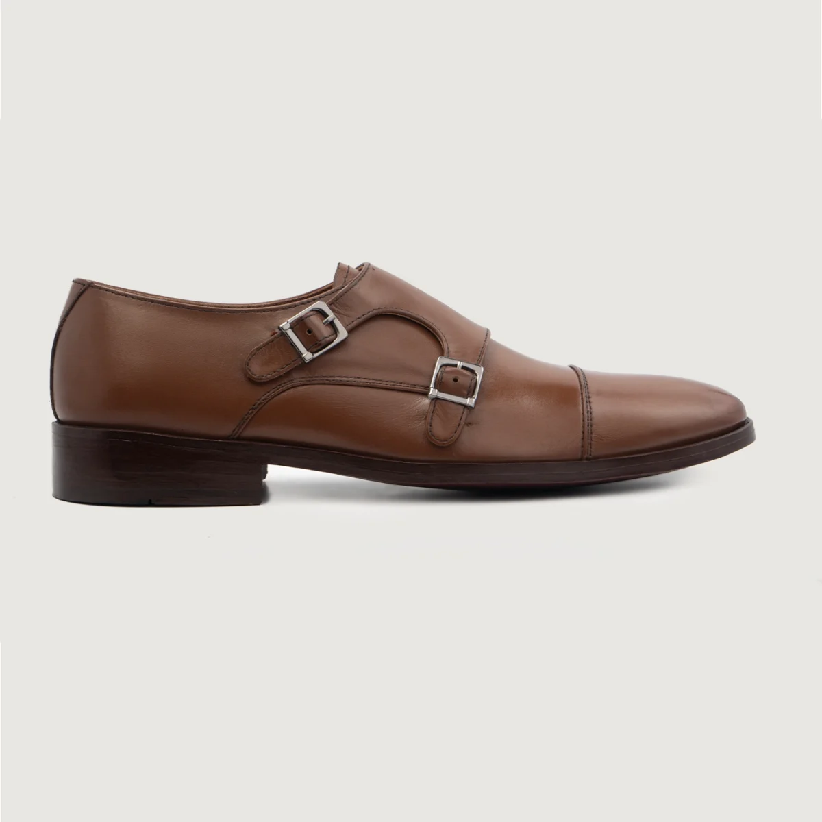 Danvers Brown Leather Double Monk Strap Shoes