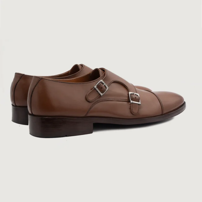 Boston Double Monk Strap Brown Leather Shoes