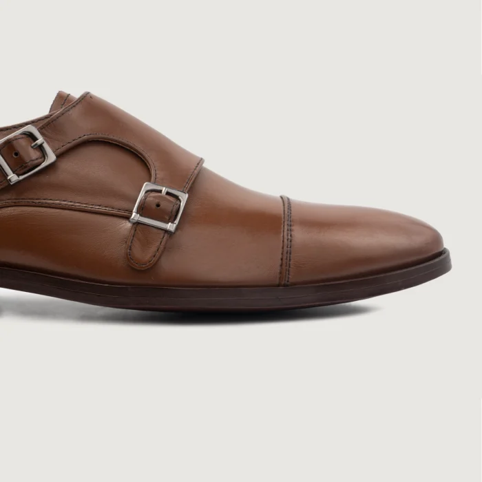 Boston Double Monk Strap Brown Leather Shoes