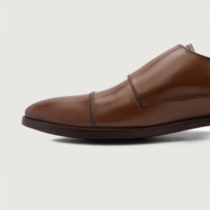 Boston Double Monk Strap Brown Leather Shoes