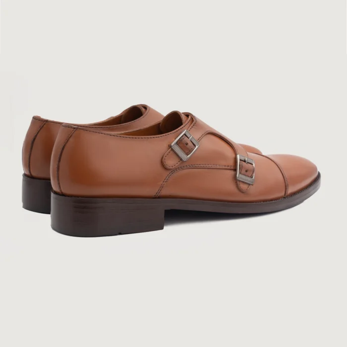 Boston Double Monk Strap Tan Leather Shoes