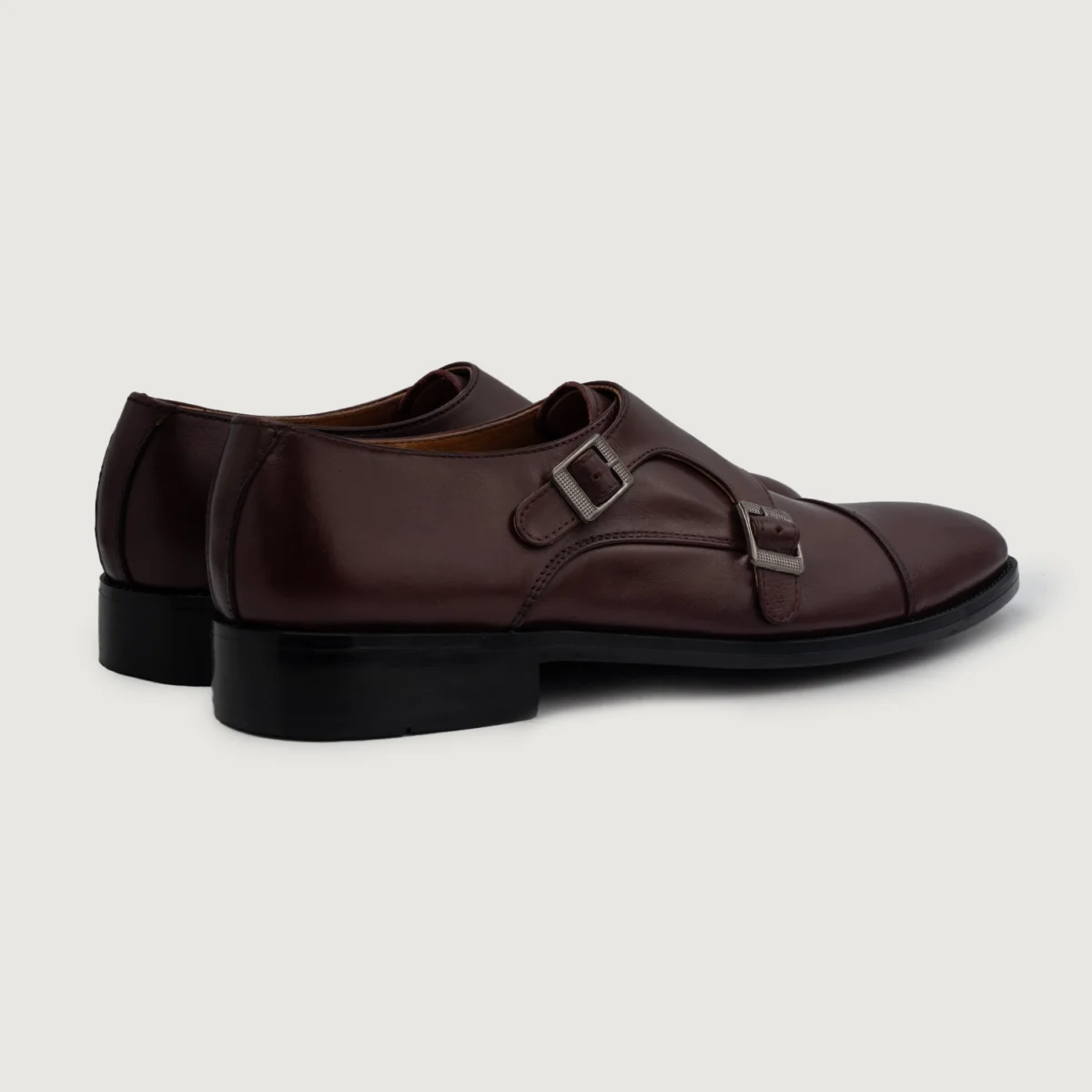 Danvers Maroon Leather Double Monk Strap Shoes