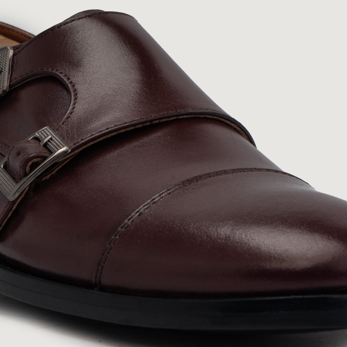 Danvers Maroon Leather Double Monk Strap Shoes