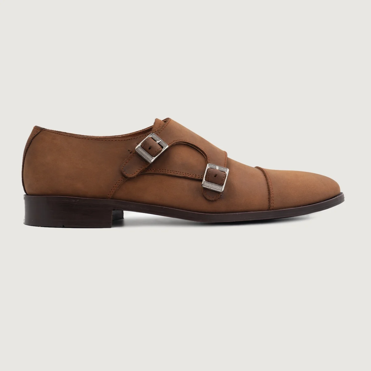 Danvers Oil Pull-up Brown Leather Double Monk Strap Shoes