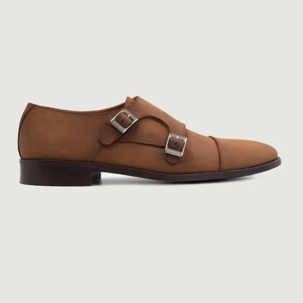 Danvers Oil Pull-up Brown Leather Double Monk Strap Shoes