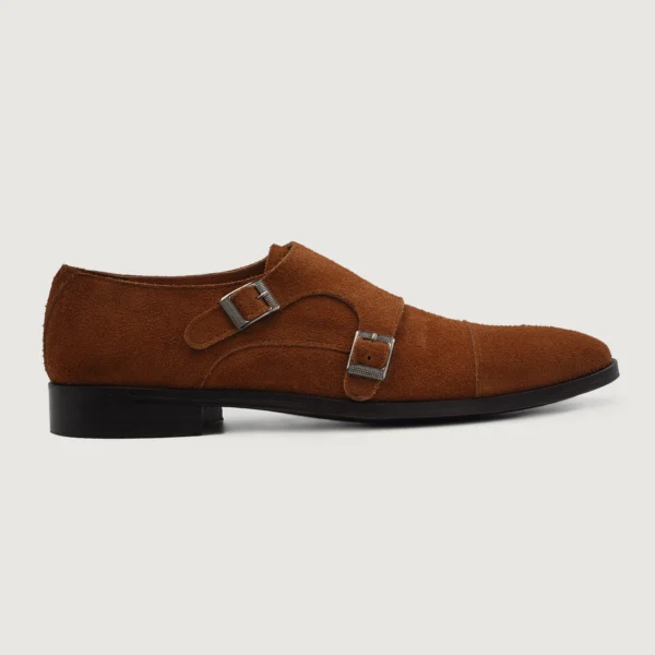 Danvers Brown Suede Leather Double Monk Strap Shoes