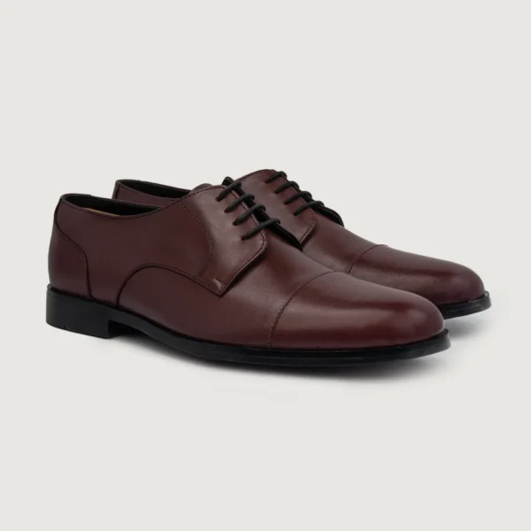 Logan Maroon Leather Derby Shoes