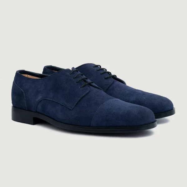 Logan Midnight Blue Suede Leather Derby Shoes