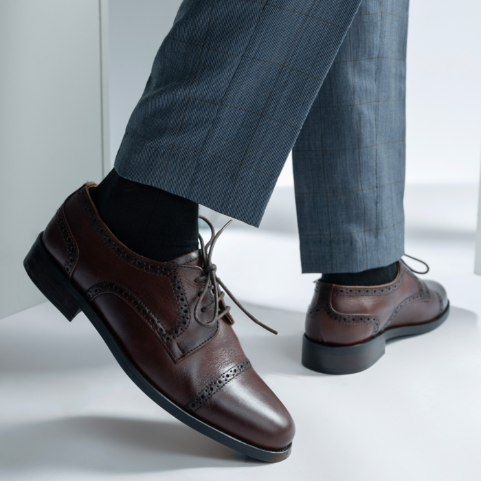 Dirk Brogues Derby Brown Leather Shoes - StudGuard