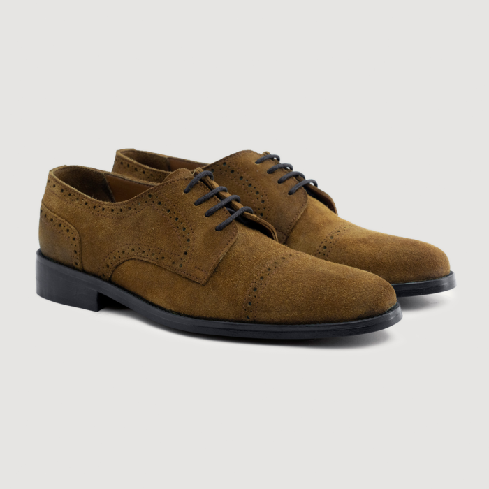 Dirk Brogues Derby Brown Suede Leather Shoes - StudGuard