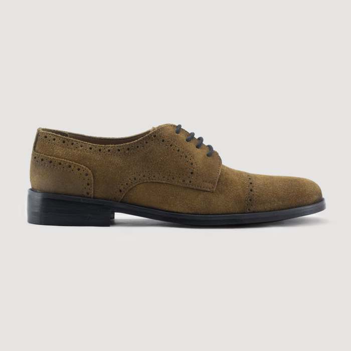 Dirk Brogues Derby Brown Suede Leather Shoes - StudGuard