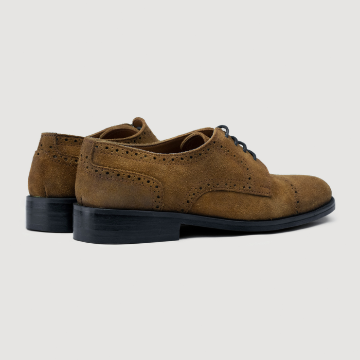 Dirk Brogues Derby Brown Suede Leather Shoes - StudGuard