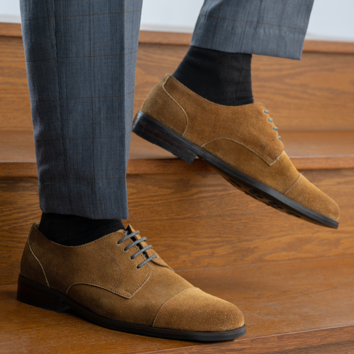 Attorney Derby Brown Suede Leather Shoes - StudGuard