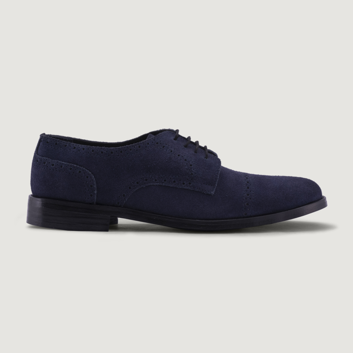 Dirk Brogues Derby Blue Suede Leather Shoes - StudGuard