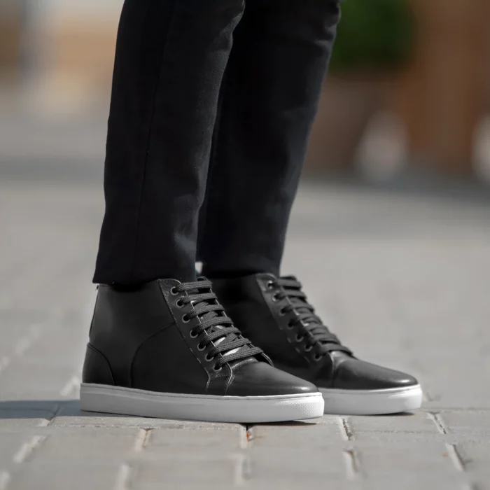 Marty High Top Black Leather Sneakers