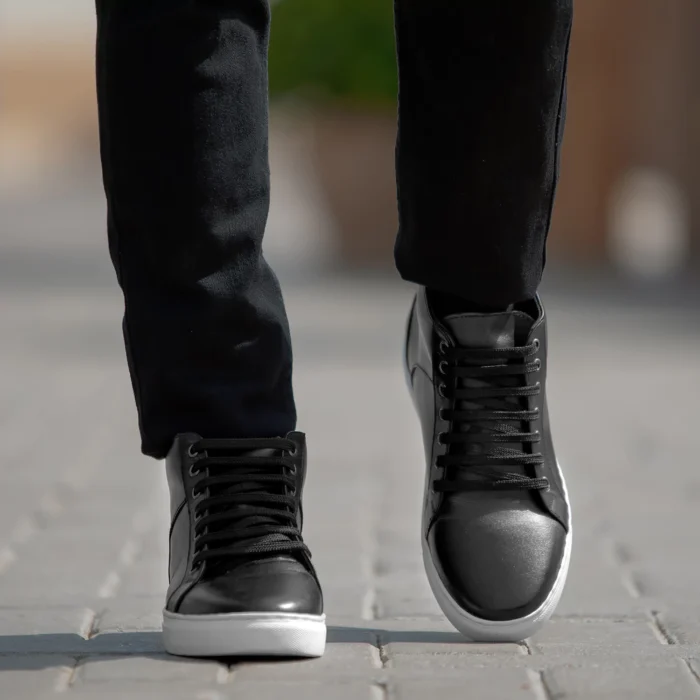 Marty High Top Black Leather Sneakers