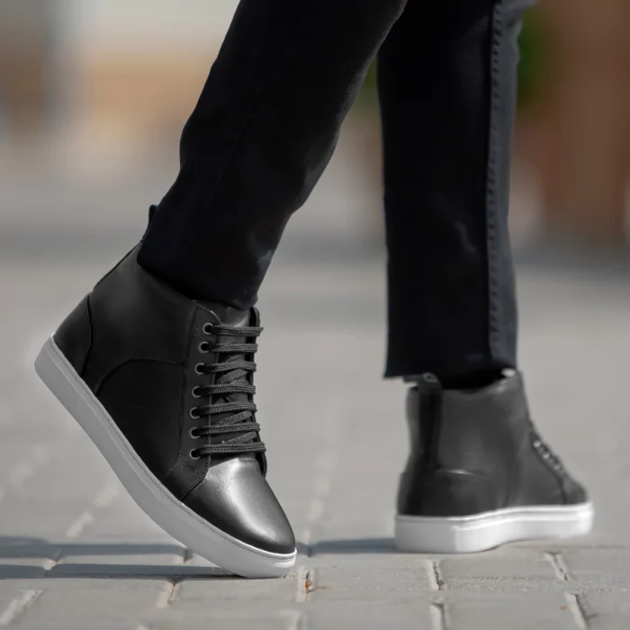 Marty High Top Black Leather Sneakers