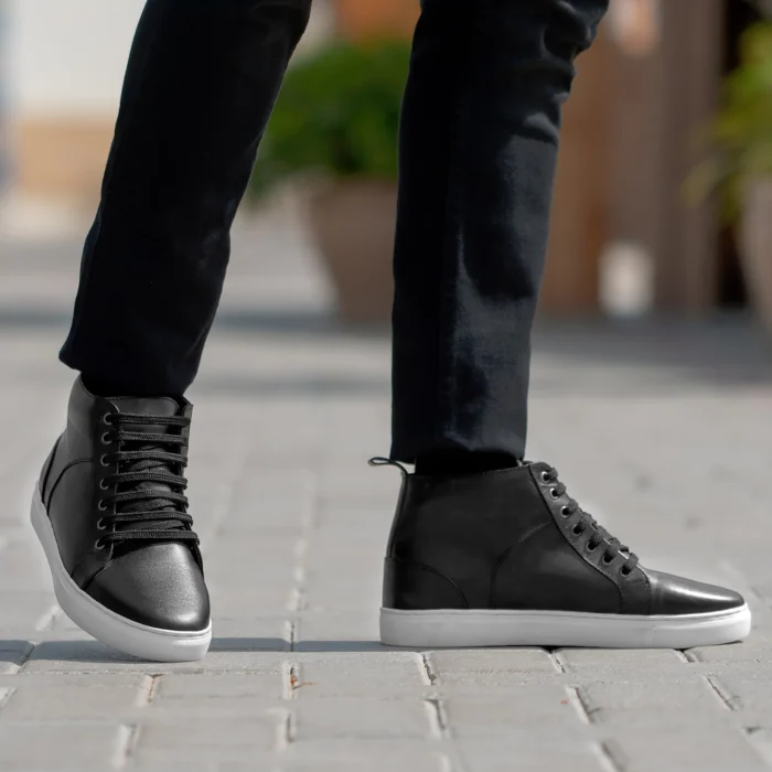 Marty High Top Black Leather Sneakers