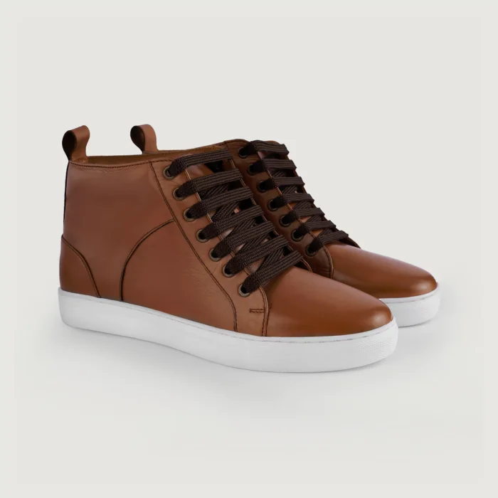 Marty High Top Tan Leather Sneakers