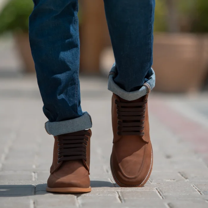 Bearman Moc Toe Pull-up Brown Leather Boots