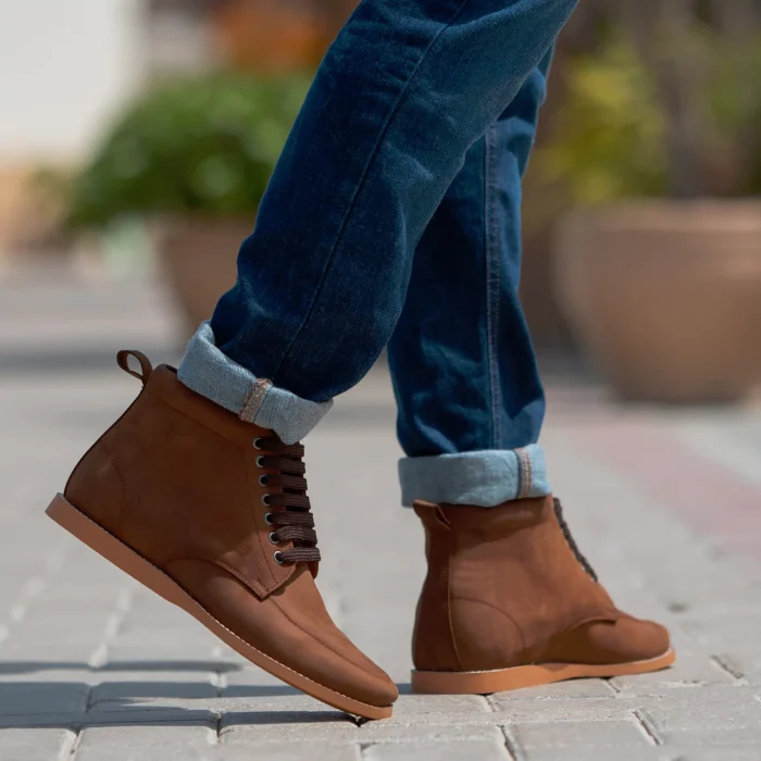 Bearman Moc Toe Pull-up Brown Leather Boots