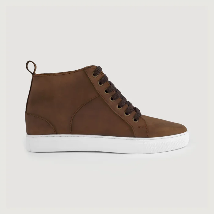 Marty High Top Pull-up Brown Leather Sneakers