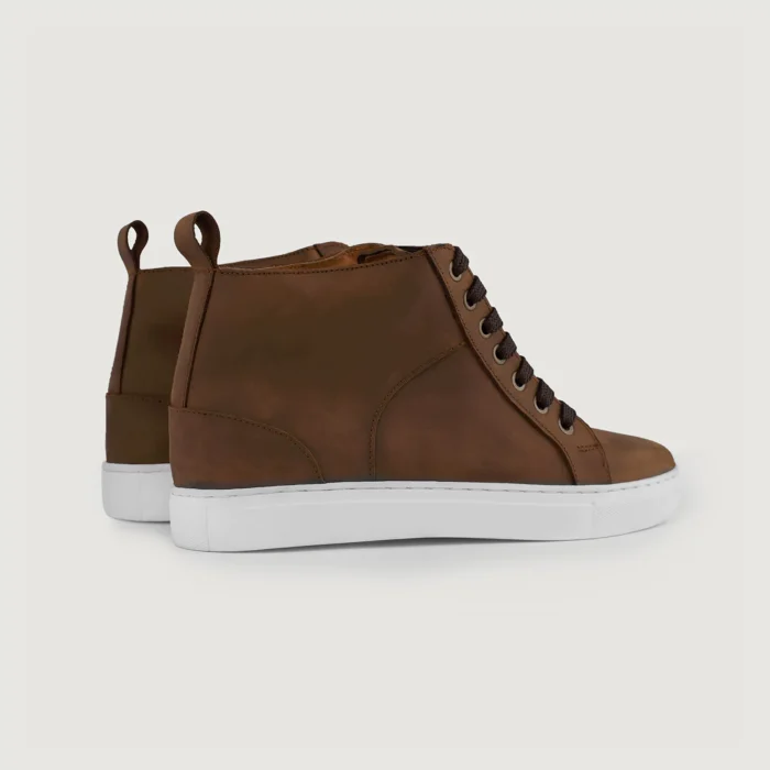 Marty High Top Pull-up Brown Leather Sneakers