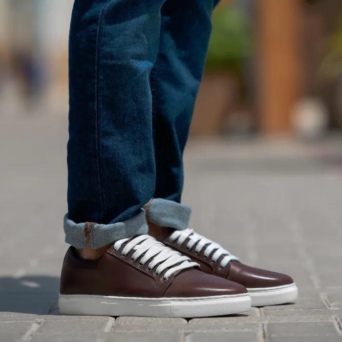 Murphy Low Top Maroon Leather Sneakers