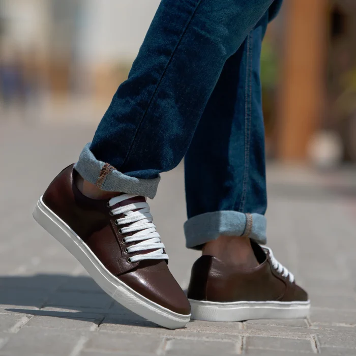 Murphy Low Top Maroon Leather Sneakers