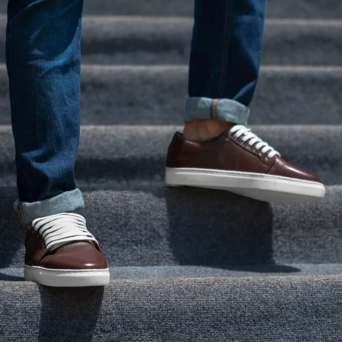 Murphy Low Top Maroon Leather Sneakers