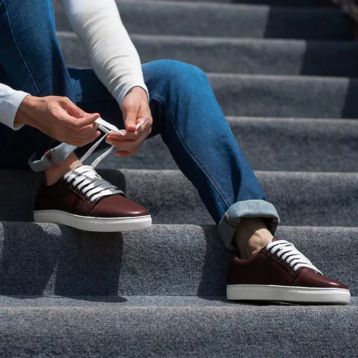 Murphy Low Top Maroon Leather Sneakers