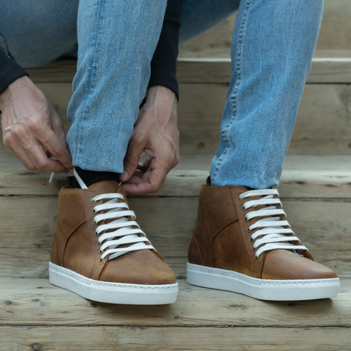 Marty High Top Burnt Copper Pullup Leather Sneakers