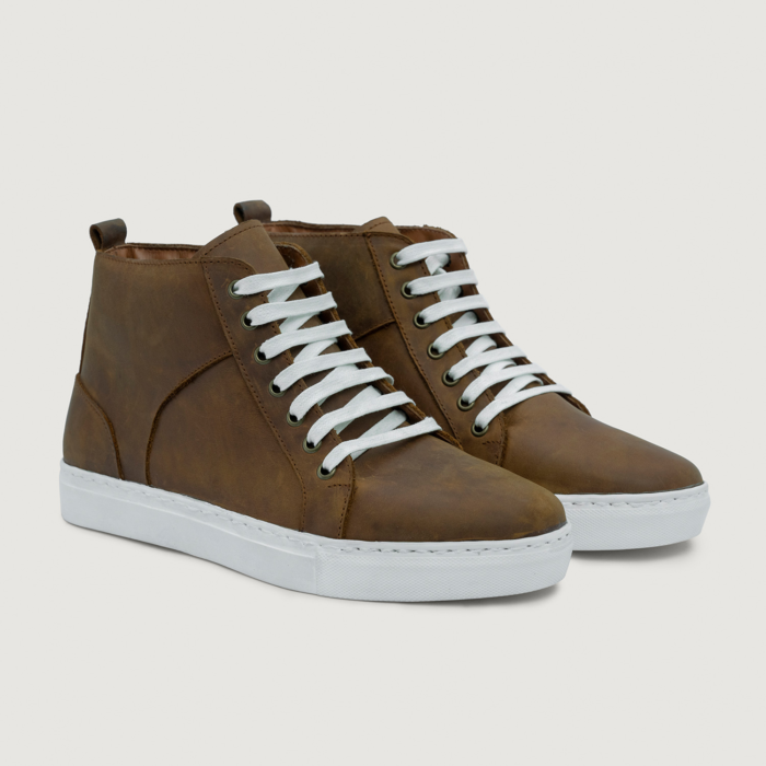 Marty High Top Burnt Copper Pullup Leather Sneakers