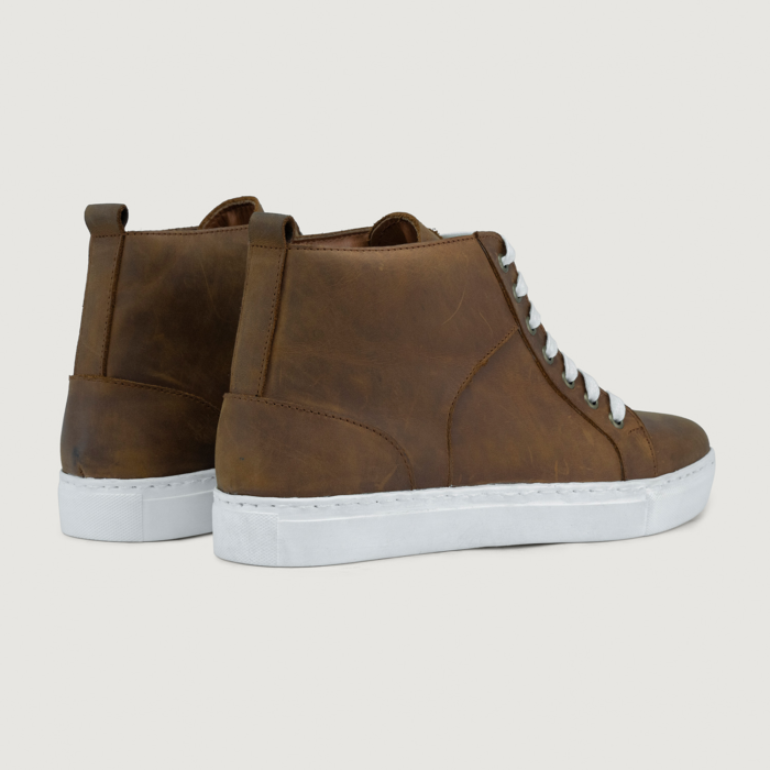 Marty High Top Burnt Copper Pullup Leather Sneakers