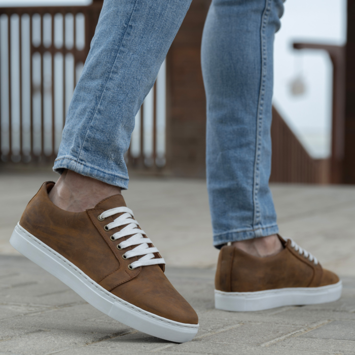 Murphy Low Top Burnt Copper Pullup Leather Sneakers