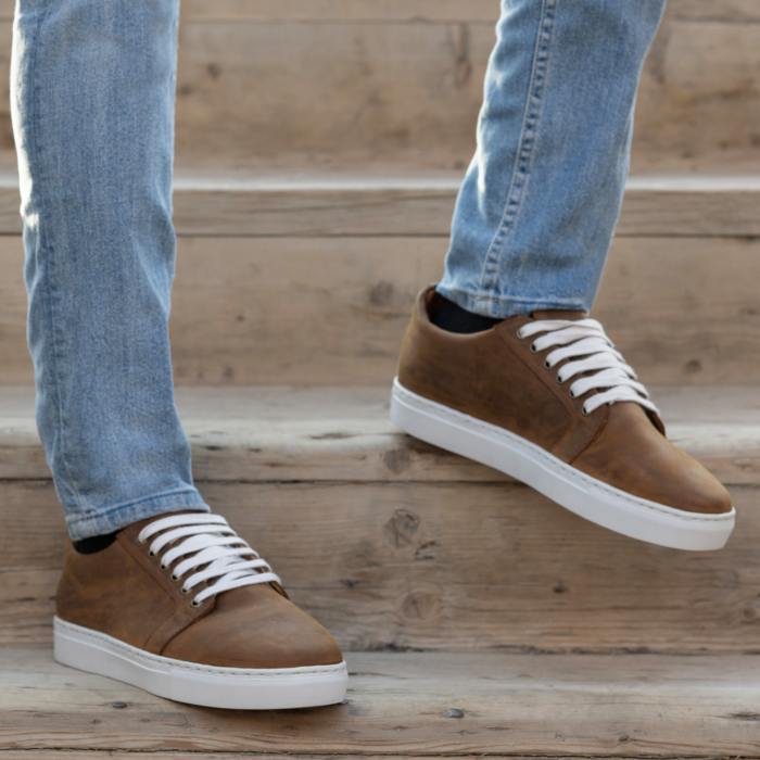 Murphy Low Top Burnt Copper Pullup Leather Sneakers