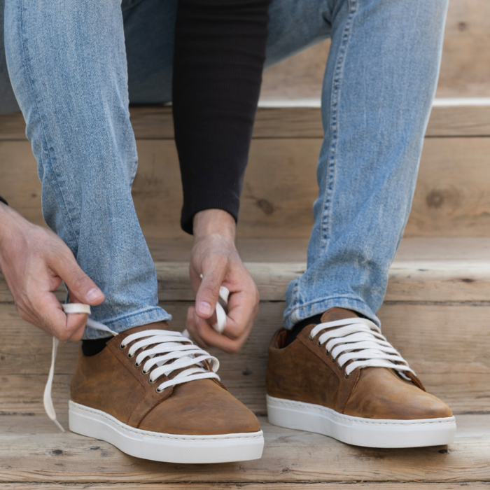 Murphy Low Top Burnt Copper Pullup Leather Sneakers