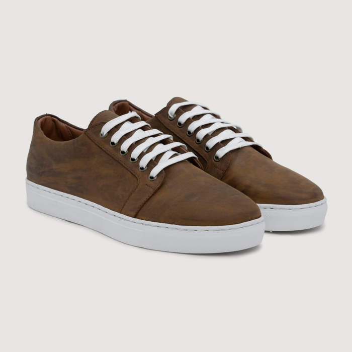 Murphy Low Top Burnt Copper Pullup Leather Sneakers