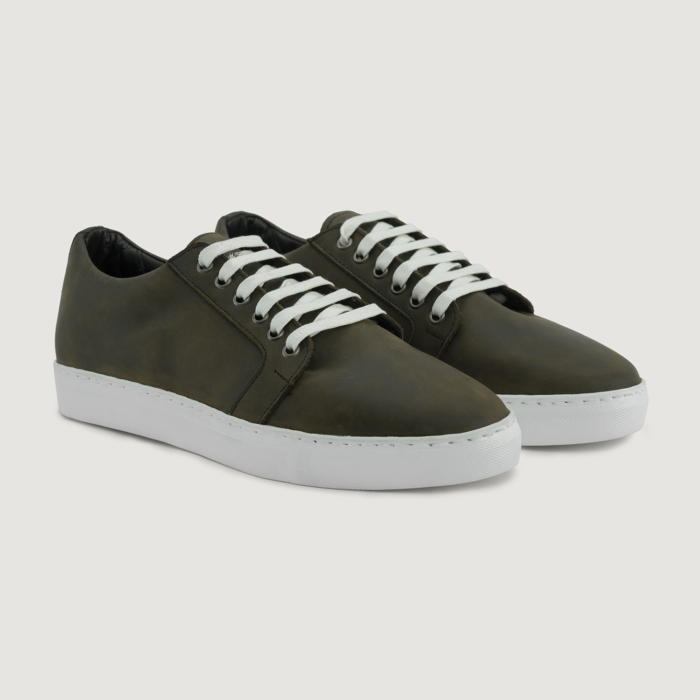 Murphy Low Top Olive Pullup Leather Sneakers